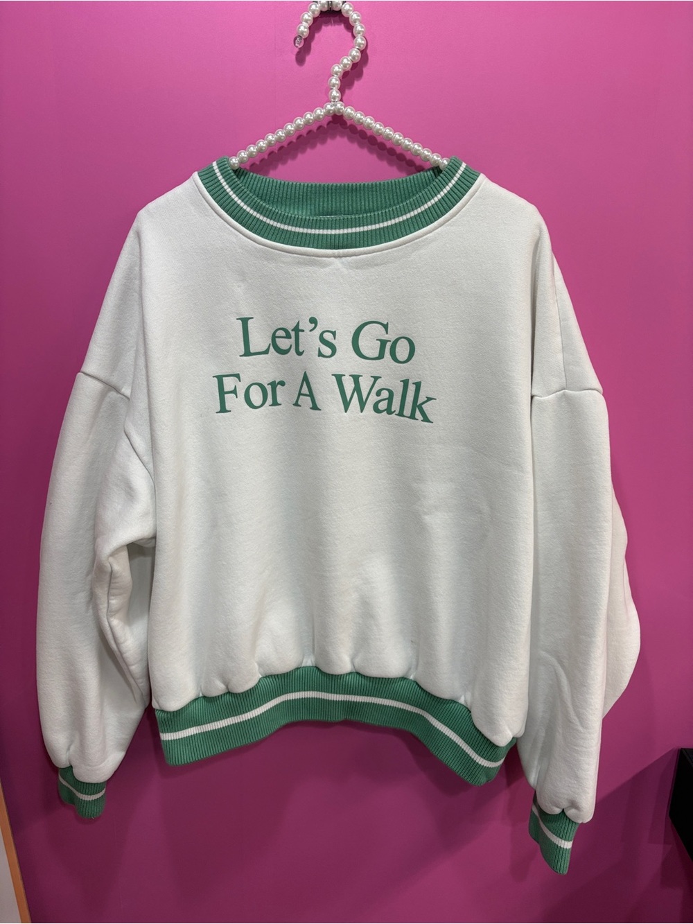 Yellow The Label Let's Go For A Walk Sweatshirt In White / Green - Picture 3 of 6